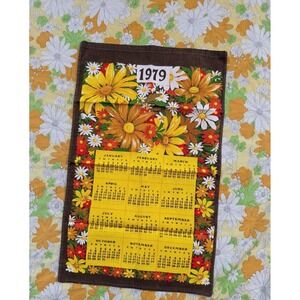 Vintage Tea Towel Calendar Groovy Kitschy Kitchen Linen Tea Towel Calendar 1979